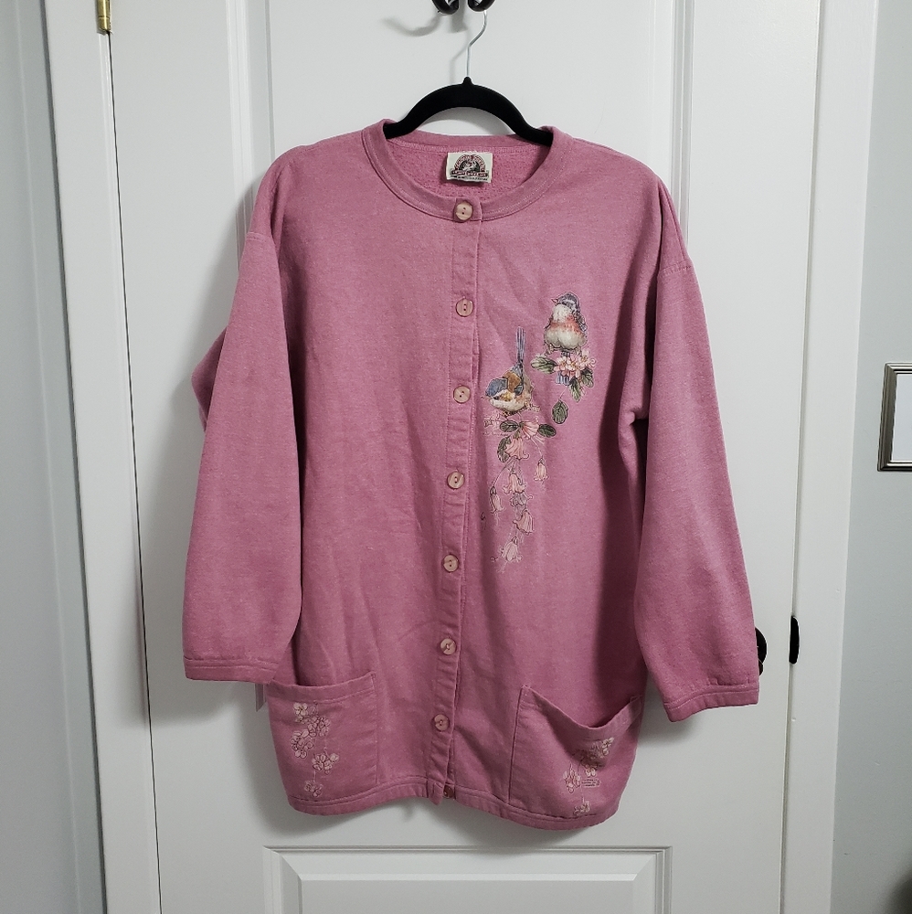 VINTAGE CANADA NORTH Pink Birds Cardigan